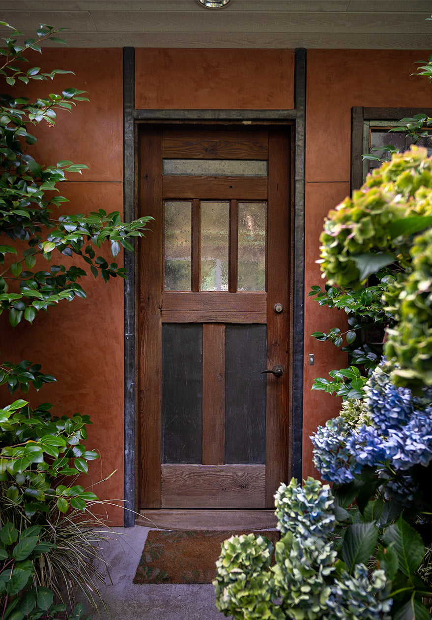 Custom front door with glass panels