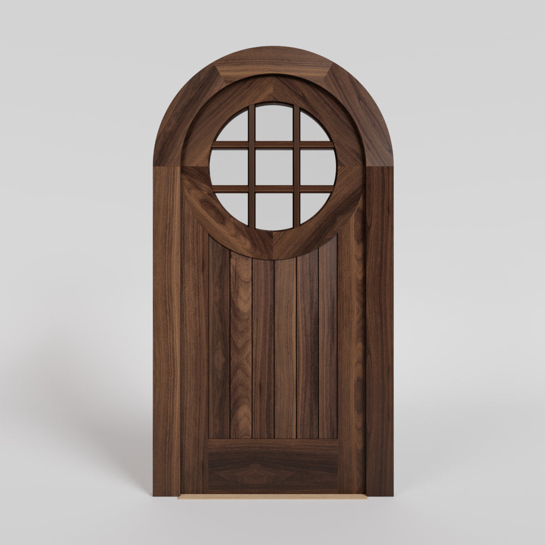 Regulus Round Top Window Solid Wood Exterior Front Door