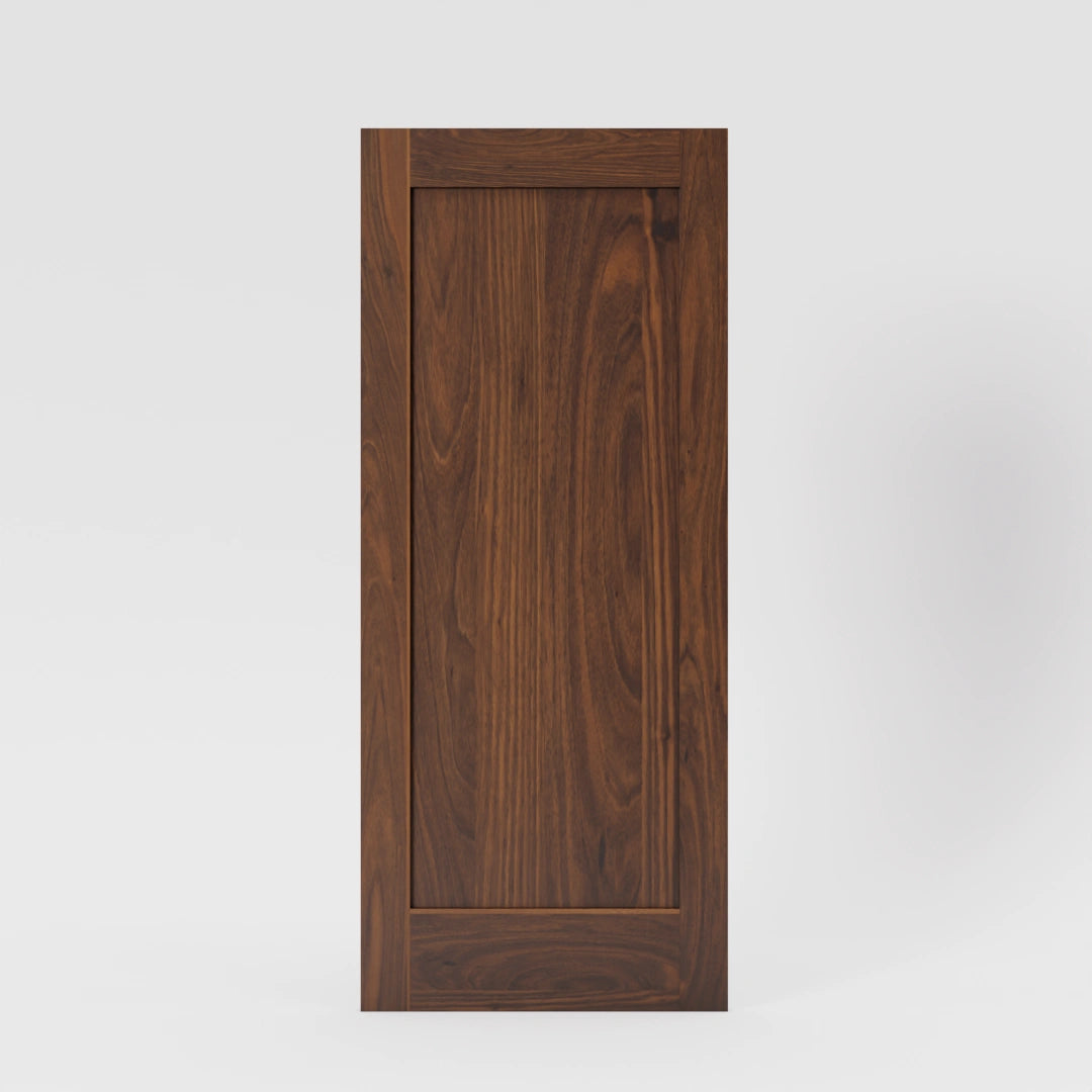 Walnut wood Shaker Classic Single Panel Solid Wood Front Entry Door