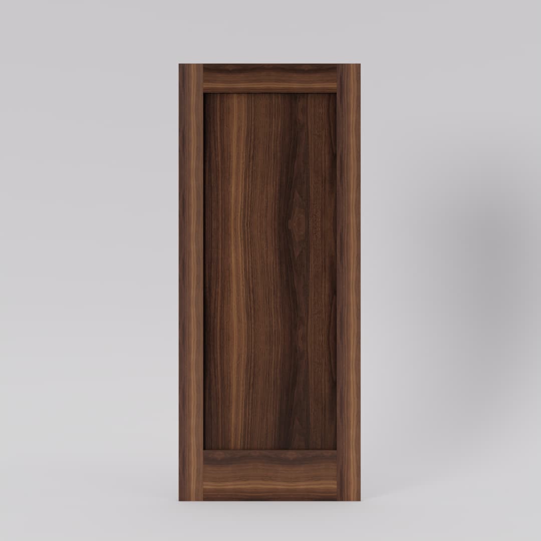 Walnut wood Shaker Classic Single Panel Solid Wood Front Entry Door