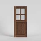 Black Walnut Craftsman Traditional Dutch Door with four glass panels