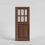 Black Walnut Craftsman Traditional Dutch Door with six vertical glass panels