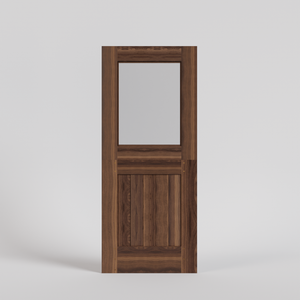 Craftsman Traditional Dutch Door with Single Glass Panel and no shelf in Black Walnut