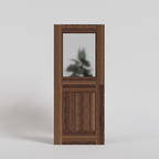 Black Walnut Craftsman Traditional Dutch Door with single etched glass panel