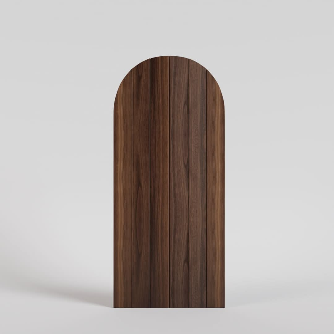 Flush Plank Round Top Door in Black Walnut