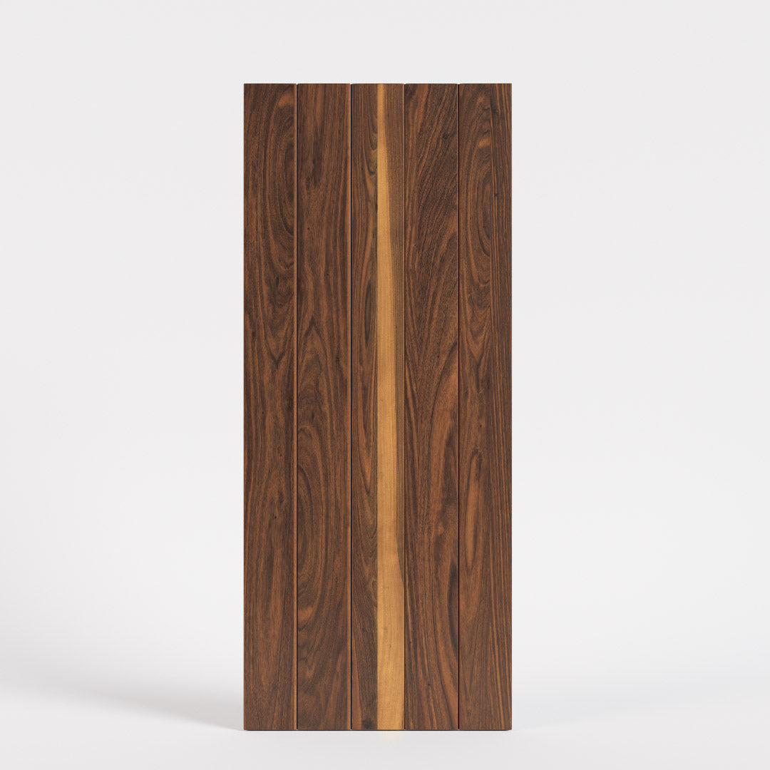True Plank modern solid walnut wood door panel showcasing natural grain patterns and vertical plank design.