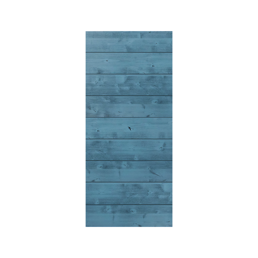horizontal plank weathered wood blue barn door