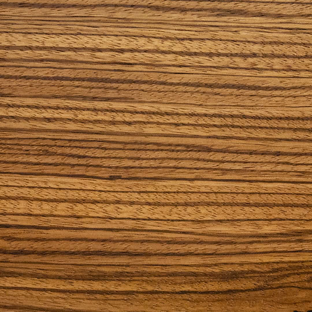 Zebra Wood sample with clear finish