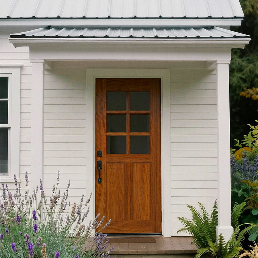 Zola Half Glass French Door For Exterior Entry in Sapele wood