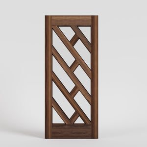 Zuma Diagonal Glass Front Door in premium black walnut