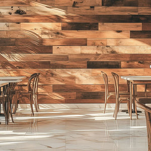 Lexington Reclaimed Wood Accent Wall Panels in a restaurant