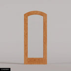Amalfi arched door in Cherry, with a single full-height glass panel. Labeled wood species view.
