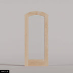 Amalfi arched door in Maple, with a single full-height glass panel. Labeled wood species view.