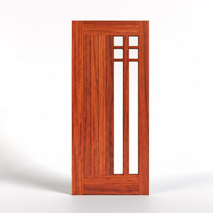 Belvedere Mid-Century Modern Wooden door with a glass panel on a white background