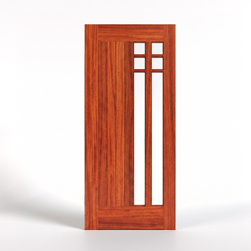 Belvedere Mid-Century Modern Wooden door with a glass panel on a white background
