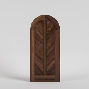 Chevron Panel Round Top Door in Black Walnut