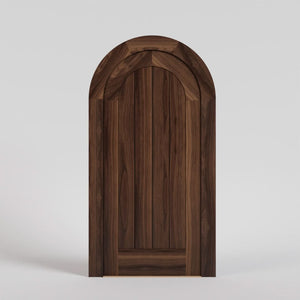 Classic Plank Round Top Door with matching casing in Black Walnut