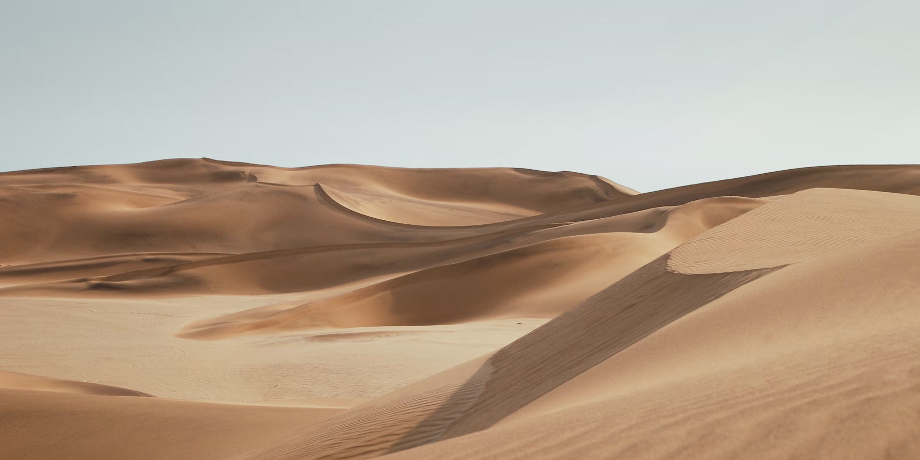 Desert Dunes with clear soft blue sky in the background