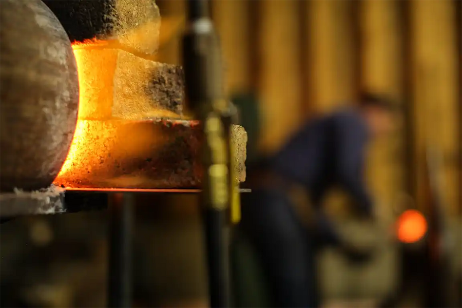 Closeup shot of hardware being melted