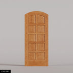 Firenze arched door in Cherry, with ten raised wood panels in two columns. Labeled wood species view.
