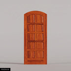 Firenze arched door in Padauk, with ten raised wood panels in two columns. Labeled wood species view.