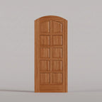 Firenze arched door in Sapele Mahogany, with ten raised wood panels in two columns.