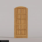 Firenze arched door in Zebrawood, with ten raised wood panels in two columns. Labeled wood species view.
