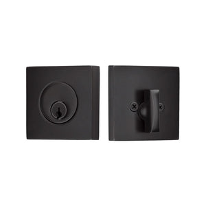 Emtek Square Keyed Deadbolt with Smart Lock Upgrade in flat black