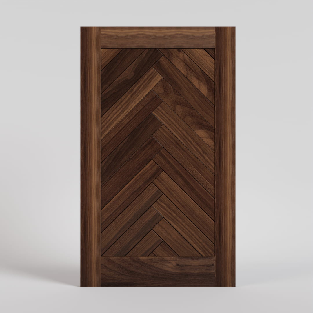 Walnut Wood Montauk Herringbone Pivot Door