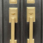 Brass Emtek Art Deco Tubular Entry Front Door Handle & Lock