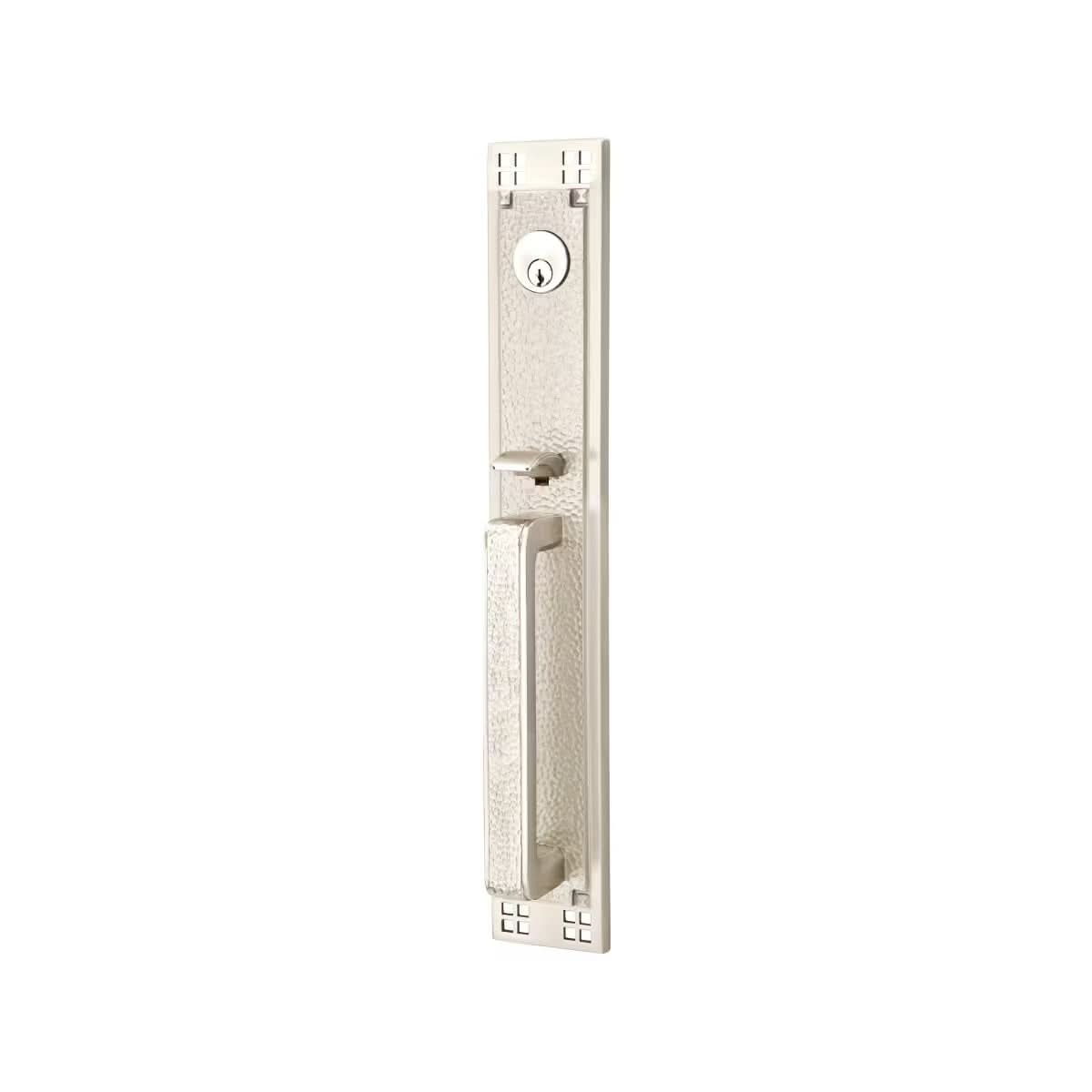 Emtek Arts & Crafts Tubular Entry Door Lock Set in satin nickel