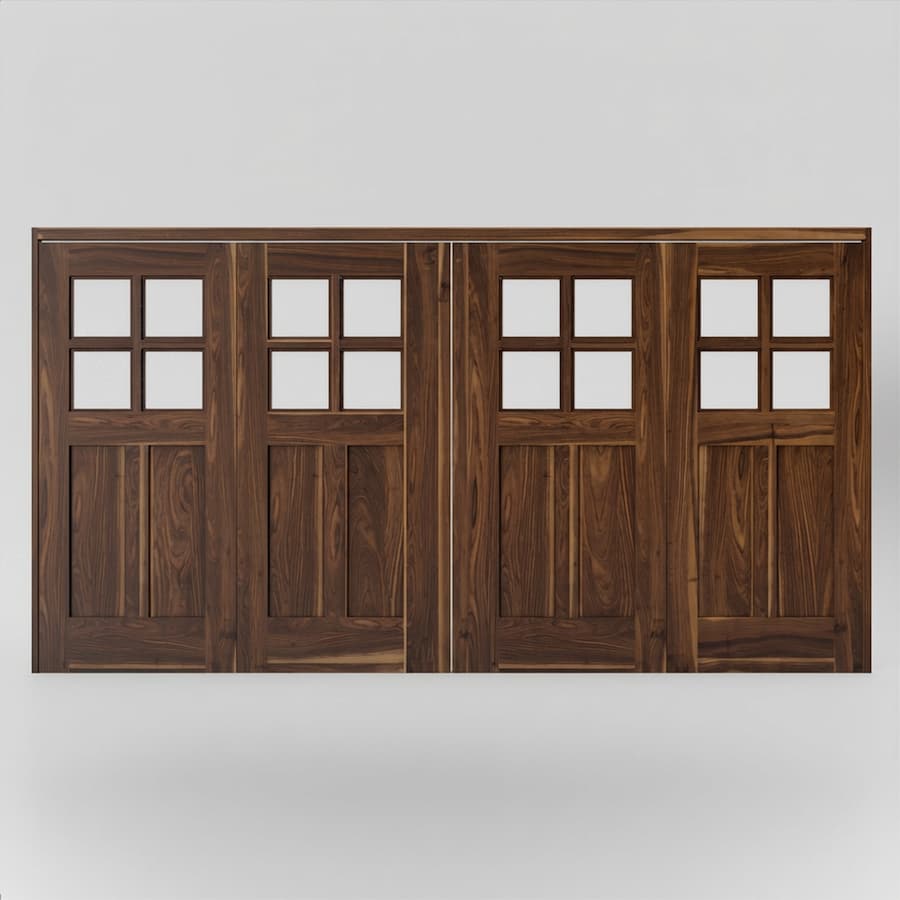 Black Walnut bifolding doors fully closed on plain background