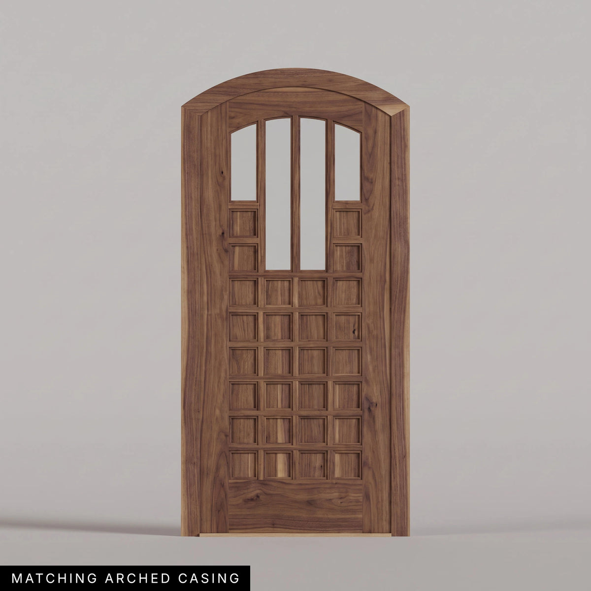 Murano arched door in Walnut with Matching Arched Casing.