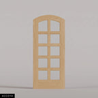 Padua arched door in Accoya, with ten glass panes in two columns. Labeled wood species view.