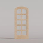 Padua arched door in Maple, with ten glass panes in two columns.