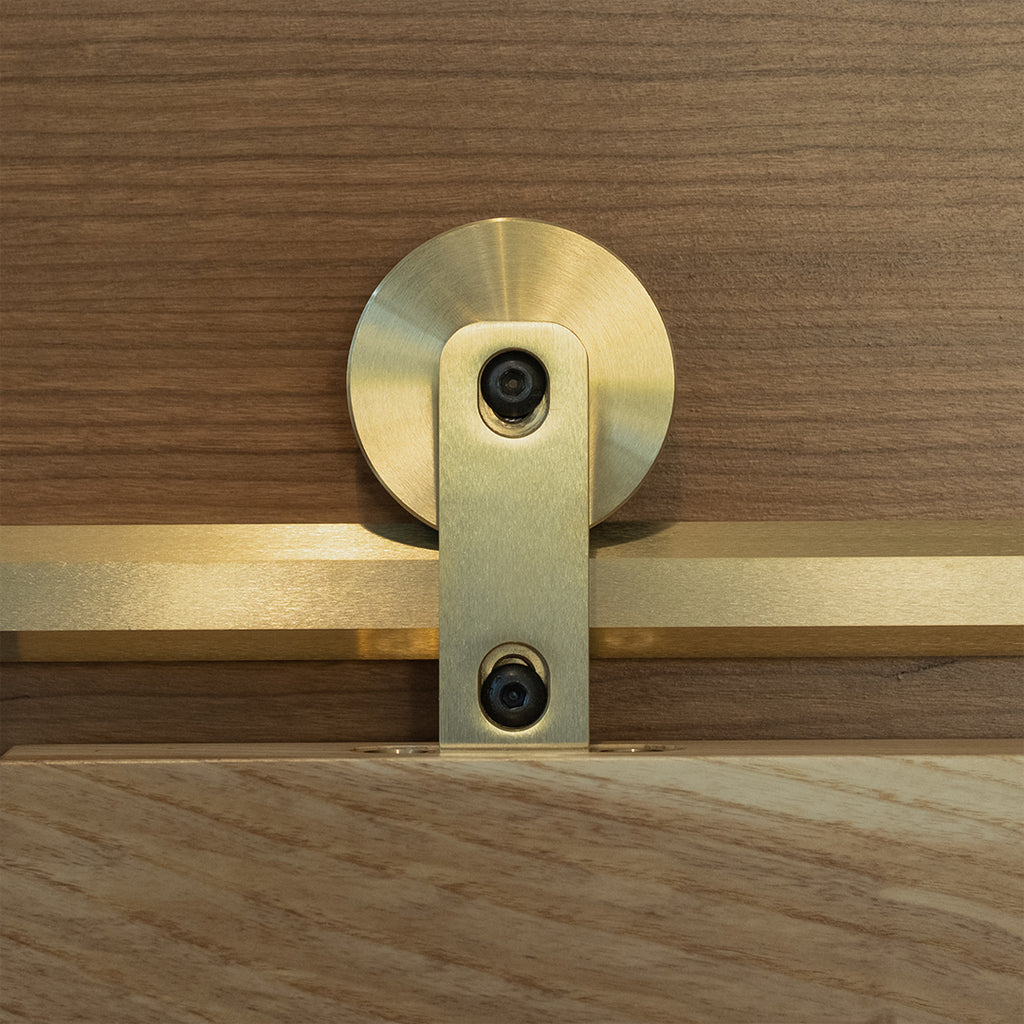 Swiss Rod Brass hanger closeup in context