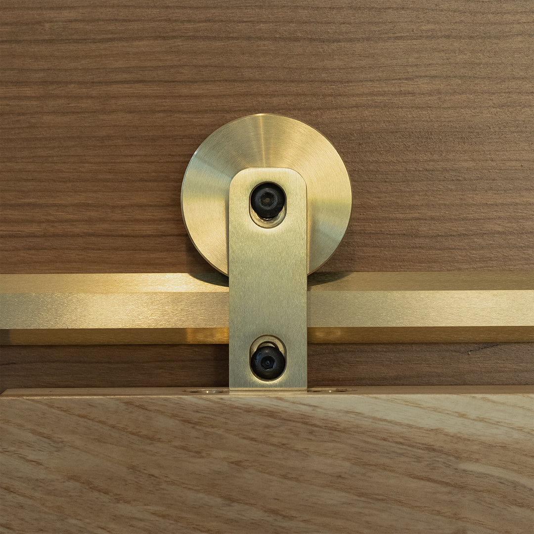 Swiss Rod Brass hanger closeup in context