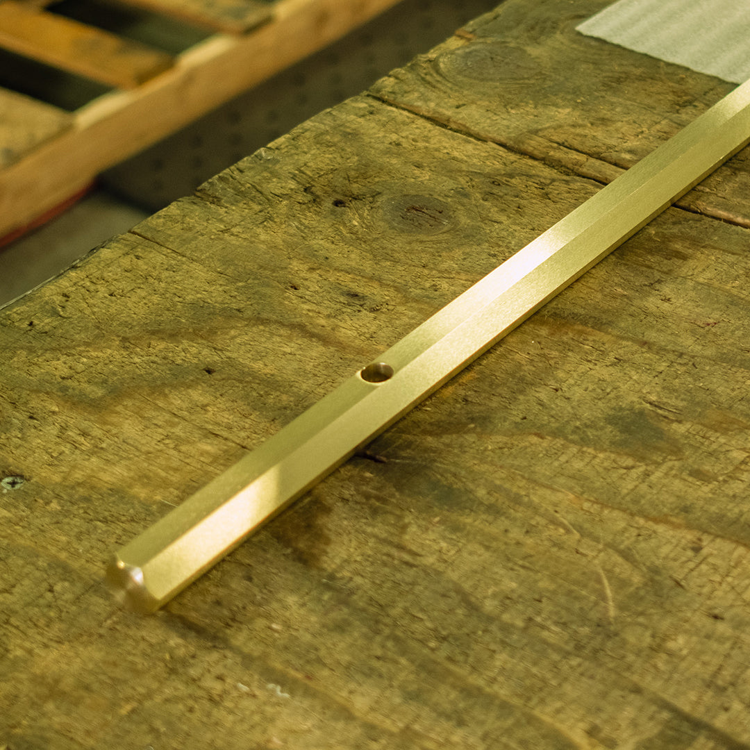 Hexagon bar rod on workbench 