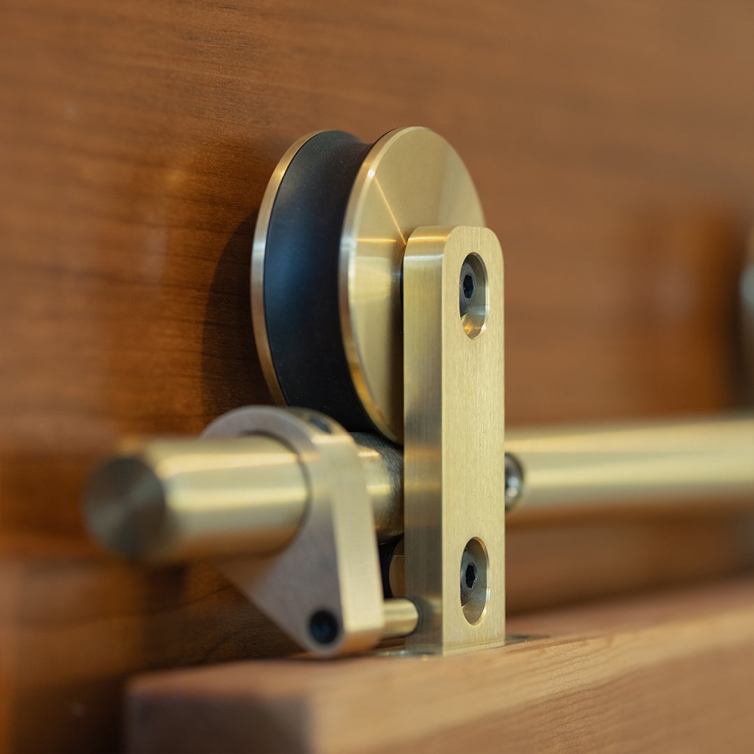 Swiss Rod Brass Modern Barn Door Hardware