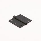 Black metal hinge on a white background