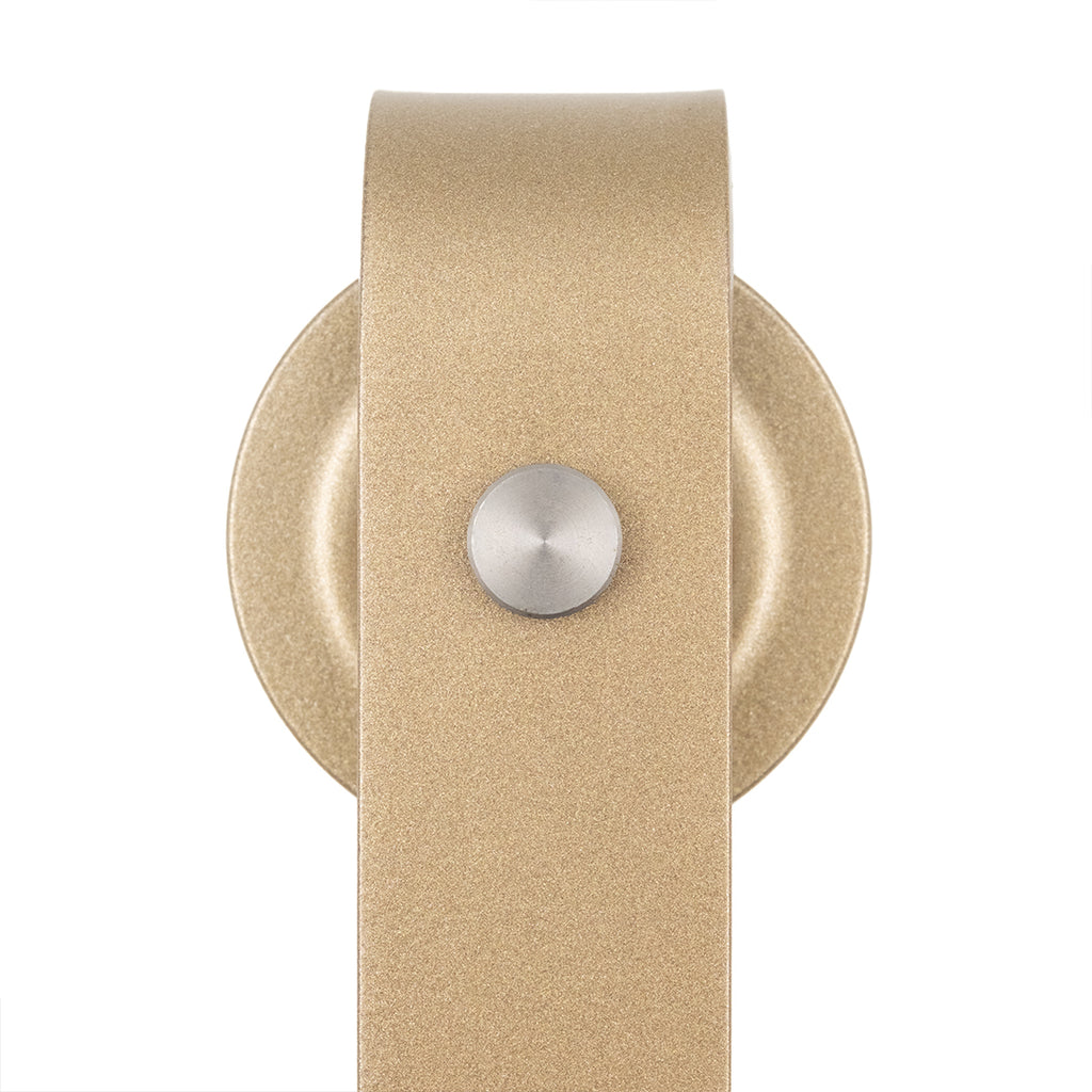 metallic flat track hanger closeup in gold