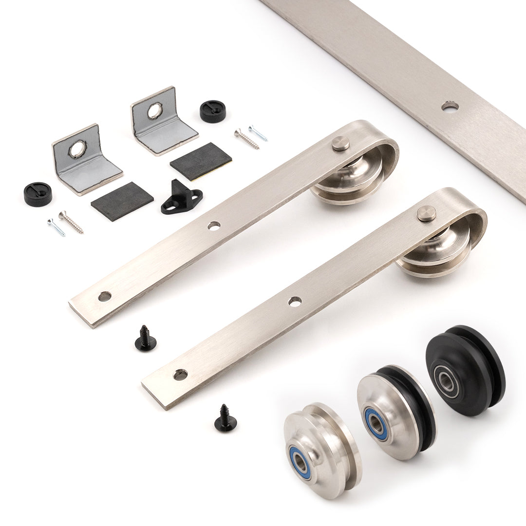 Stainless Steel Classic Flat Track Sliding Barn Door Hardware Kit