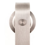 stainless steel sliding door hanger on a white background
