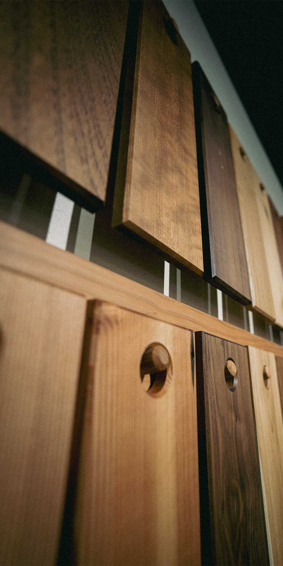 Closeup of RealCraft Wood Samples Wall Display