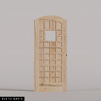 San Marco arched door in Rustic Maple, with a square window surrounded by small wood panels. Labeled wood species view.