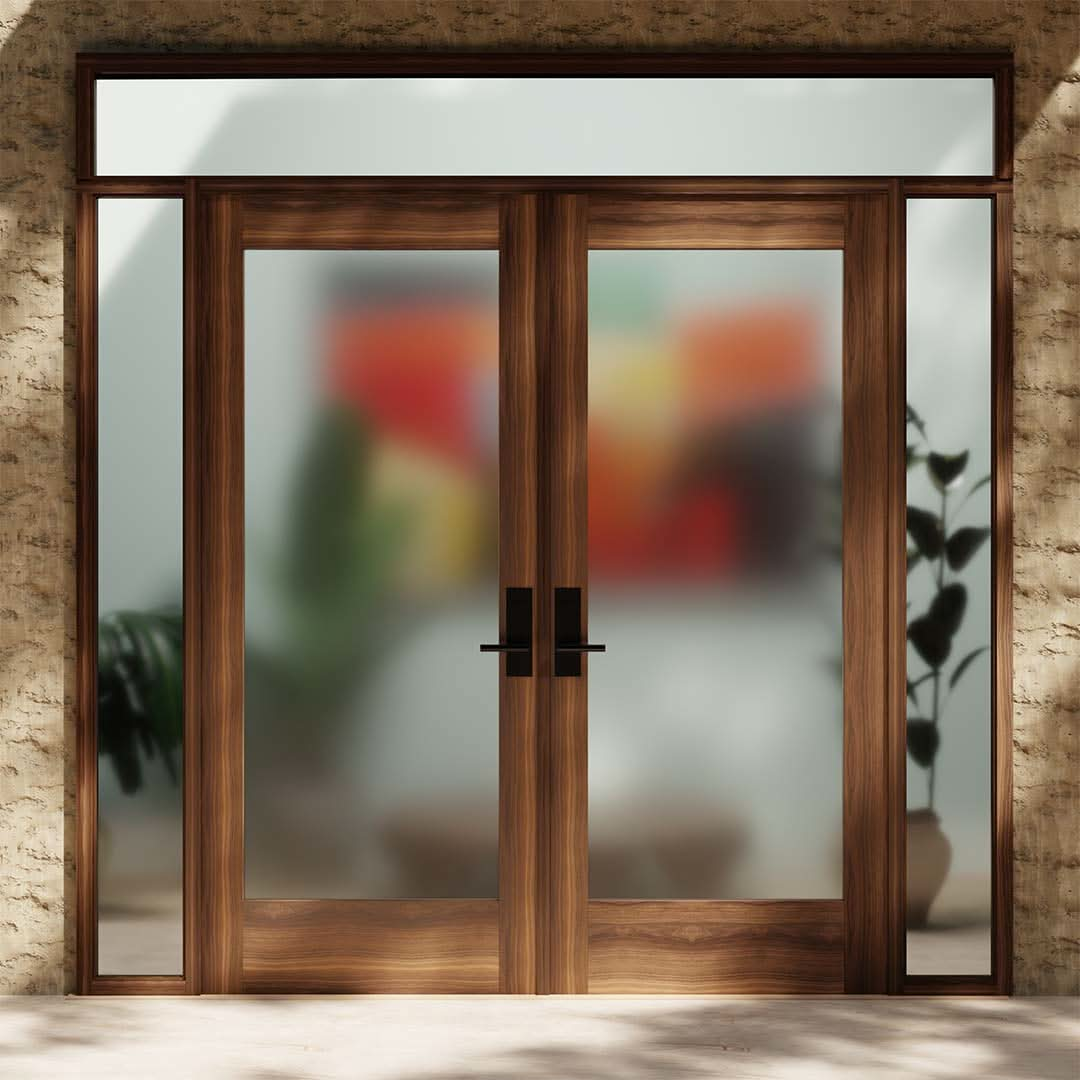 Modern Single Panel Glass Double Front Door