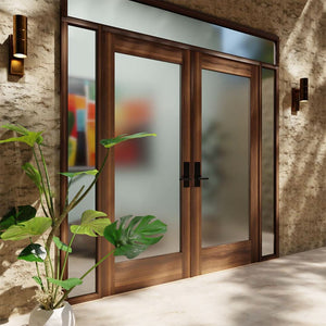 Modern Single Panel Glass Double Front Doors