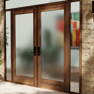 Modern Single Panel Glass Double Front Doors