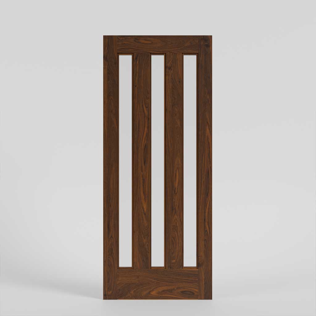 Tacoma Solid Core Exterior Door With Vertical Glass Panels