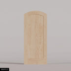 Tivoli arched door in Maple, with a vertical-plank wood panel. Labeled wood species view.